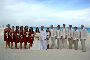 wedding party on the beach